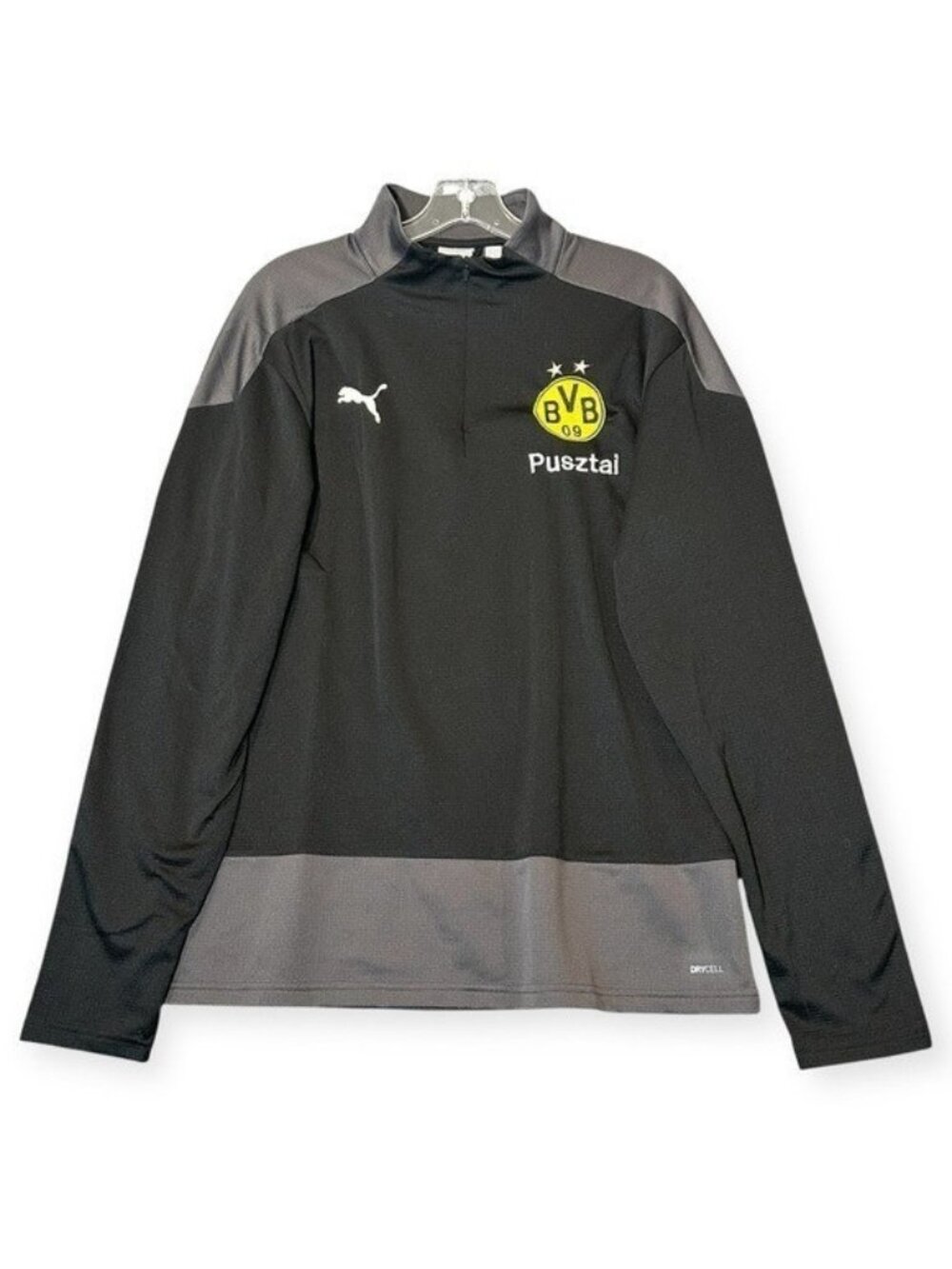 Puma Borussia Dortmund BVB 09 1/4 Zip Training Top Mens L Soccer Black Gray